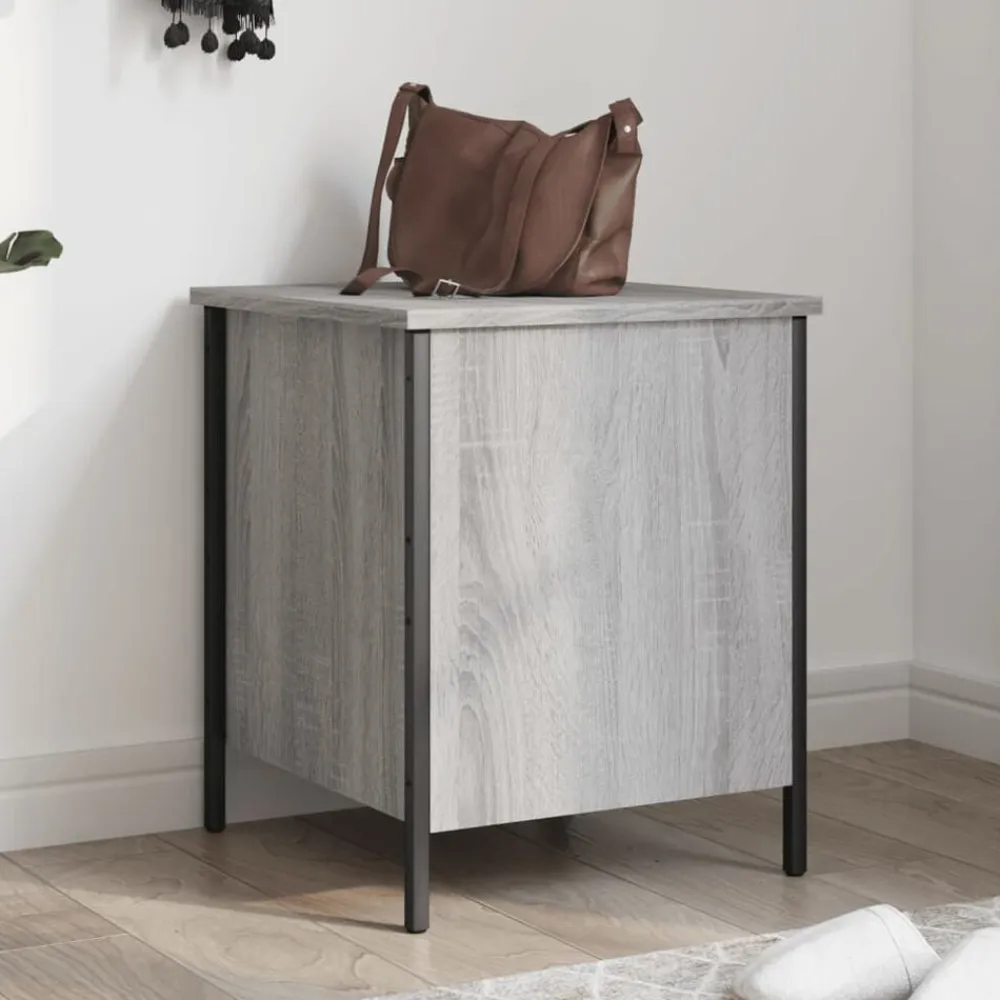 vidaXL Banco con almacenaje madera ingeniería 40x42,5x50cm Gris sonoma Best