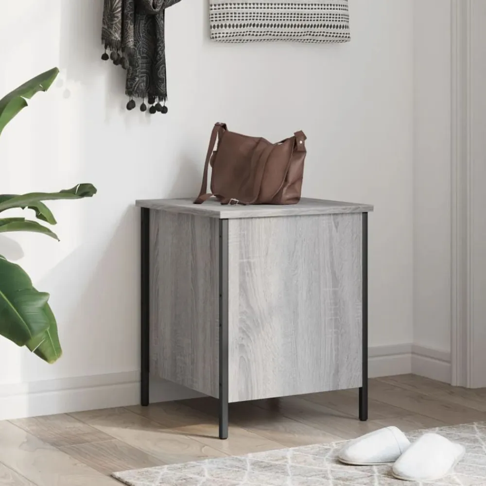 vidaXL Banco con almacenaje madera ingeniería 40x42,5x50cm Gris sonoma Best