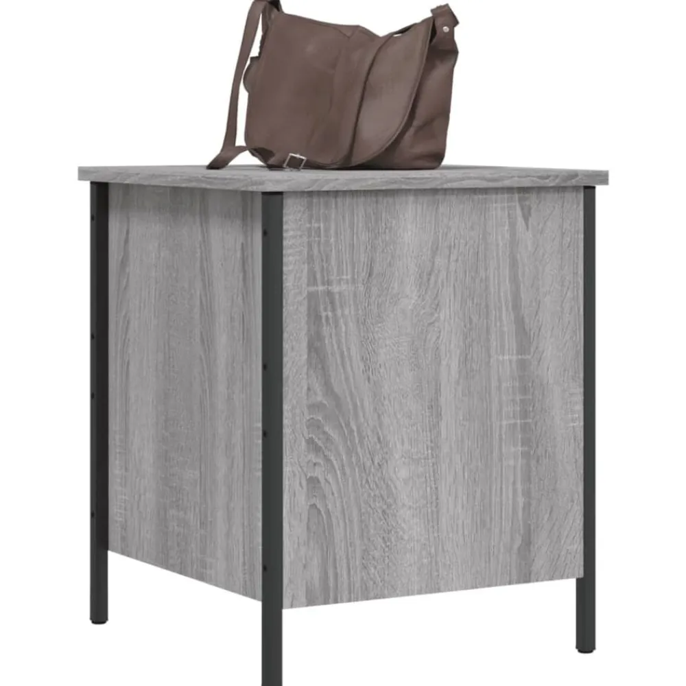 vidaXL Banco con almacenaje madera ingeniería 40x42,5x50cm Gris sonoma Best