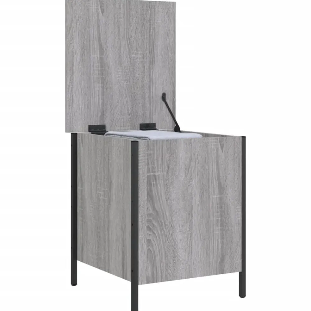 vidaXL Banco con almacenaje madera ingeniería 40x42,5x50cm Gris sonoma Best