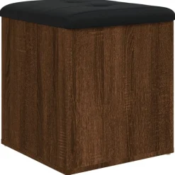 vidaXL Banco con almacenaje madera ingeniería roble marrón 42x42x45 cm Marrón roble Online
