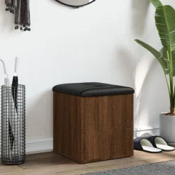 vidaXL Banco con almacenaje madera ingeniería roble marrón 42x42x45 cm Marrón roble Online