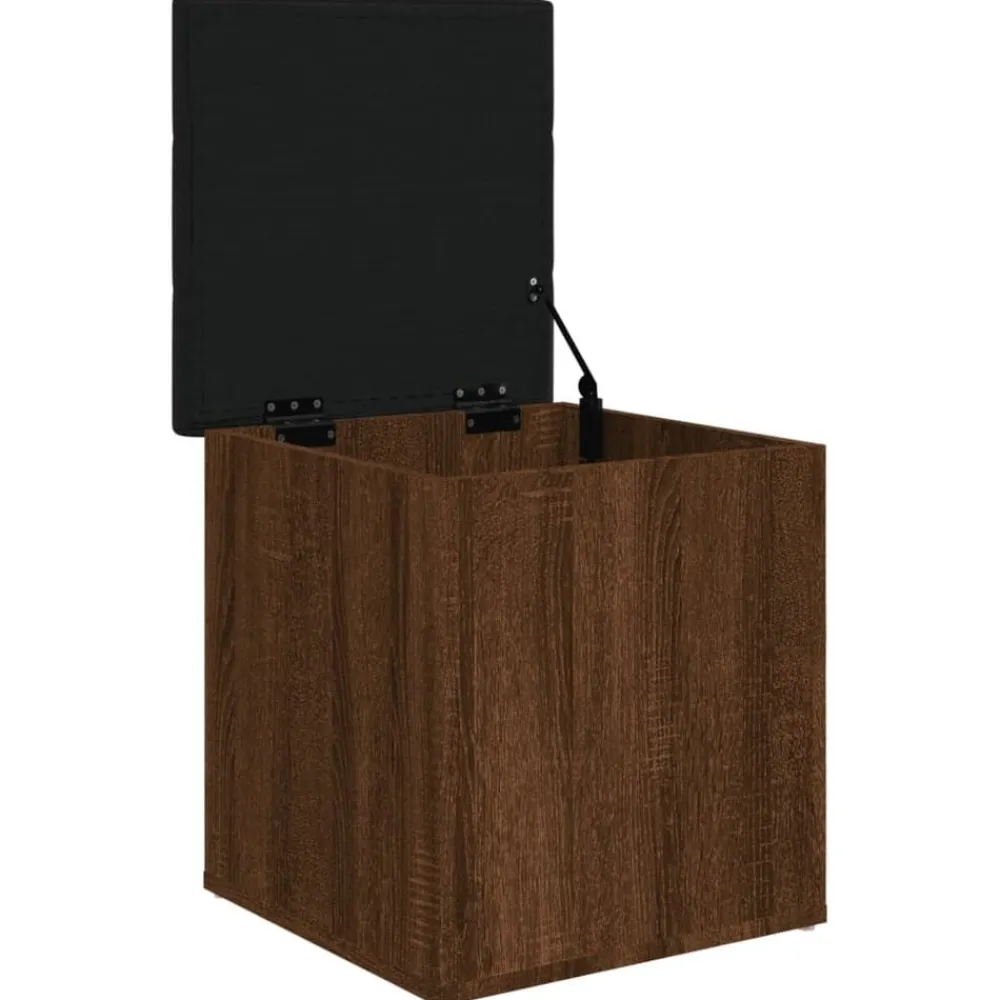 vidaXL Banco con almacenaje madera ingeniería roble marrón 42x42x45 cm Marrón roble Online