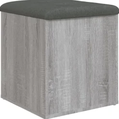 vidaXL Banco con almacenaje madera ingeniería 42x42x45 cm Gris sonoma New