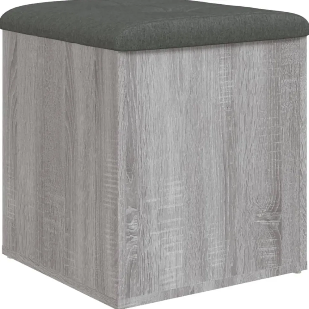 vidaXL Banco con almacenaje madera ingeniería 42x42x45 cm Gris sonoma New