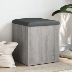 vidaXL Banco con almacenaje madera ingeniería 42x42x45 cm Gris sonoma New