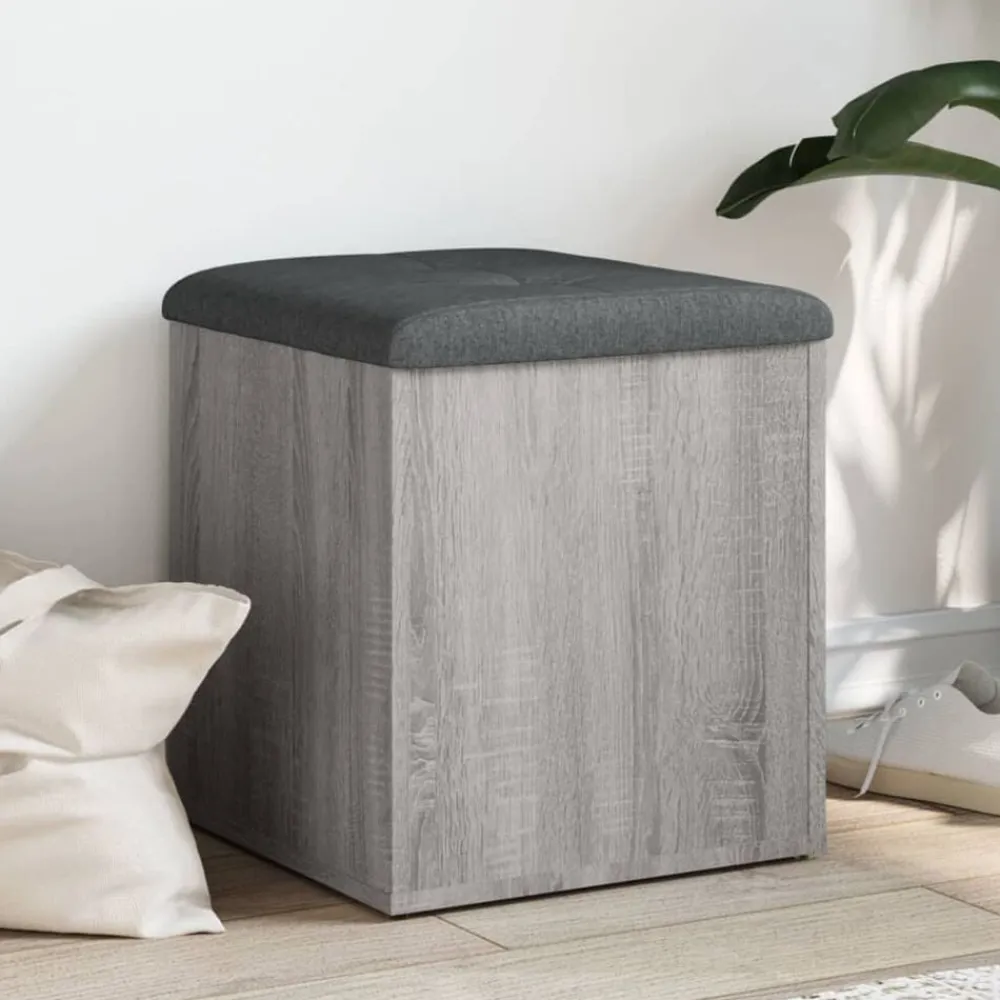 vidaXL Banco con almacenaje madera ingeniería 42x42x45 cm Gris sonoma New