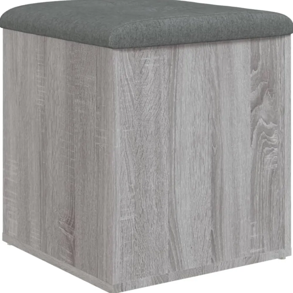 vidaXL Banco con almacenaje madera ingeniería 42x42x45 cm Gris sonoma New