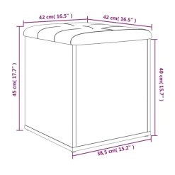 vidaXL Banco con almacenaje madera ingeniería 42x42x45 cm Gris sonoma New