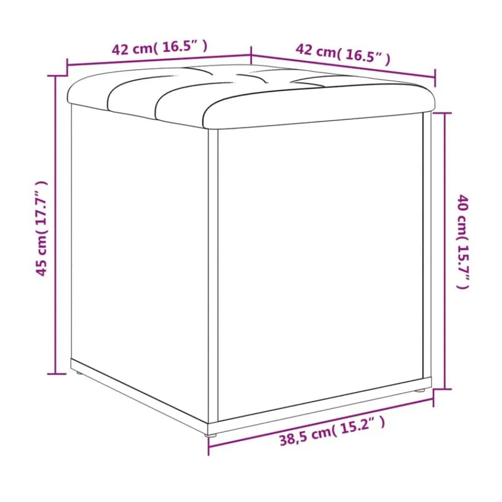 vidaXL Banco con almacenaje madera ingeniería 42x42x45 cm Gris sonoma New