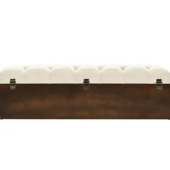 vidaXL Banco con almacenaje 110 cm madera maciza de abeto color crema y tela Clearance