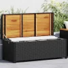 vidaXL Banco con almacenaje madera acacia ratán PE gris 100x50x52 cm Outlet