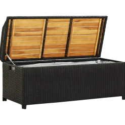 vidaXL Banco con almacenaje madera acacia ratán PE gris 100x50x52 cm Outlet