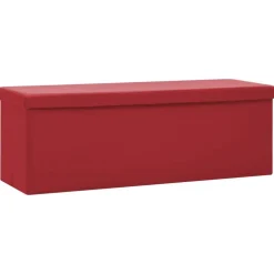 vidaXL Banco con almacenaje plegable PVC Rojo vino tinto Hot