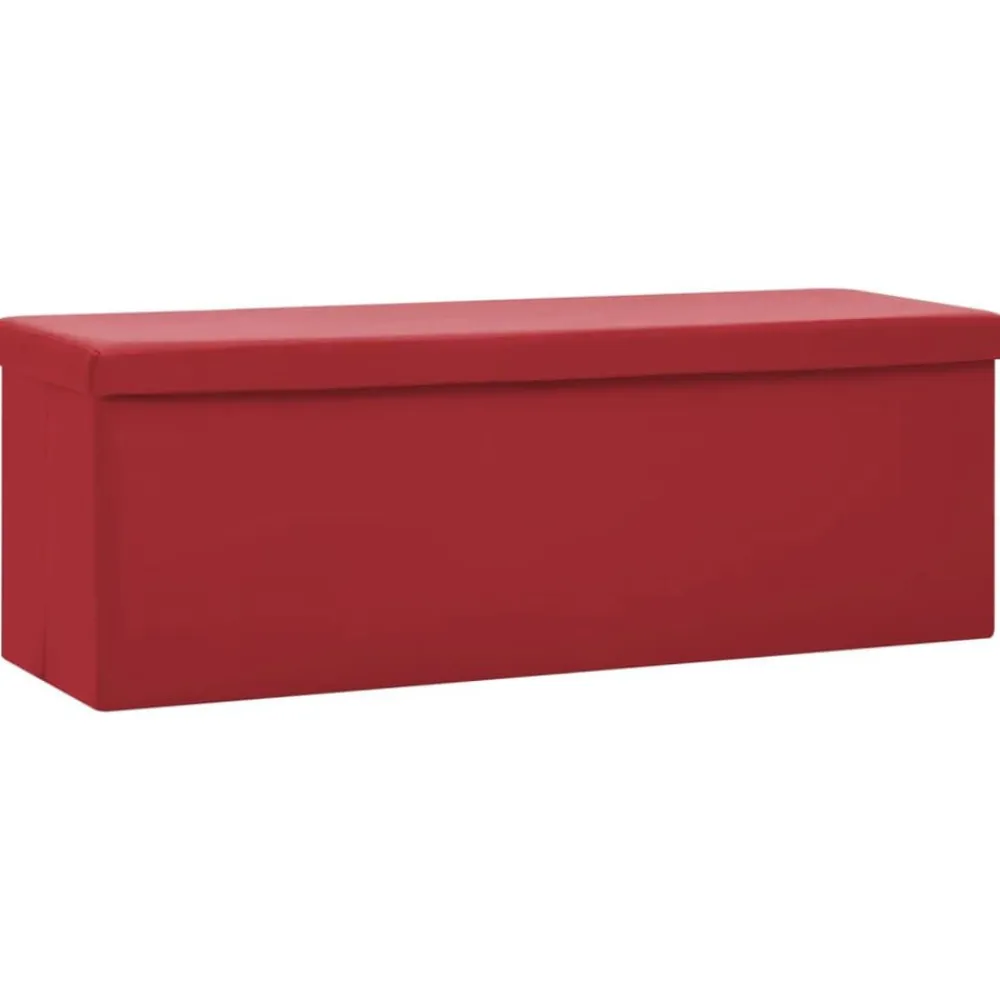 vidaXL Banco con almacenaje plegable PVC Rojo vino tinto Hot