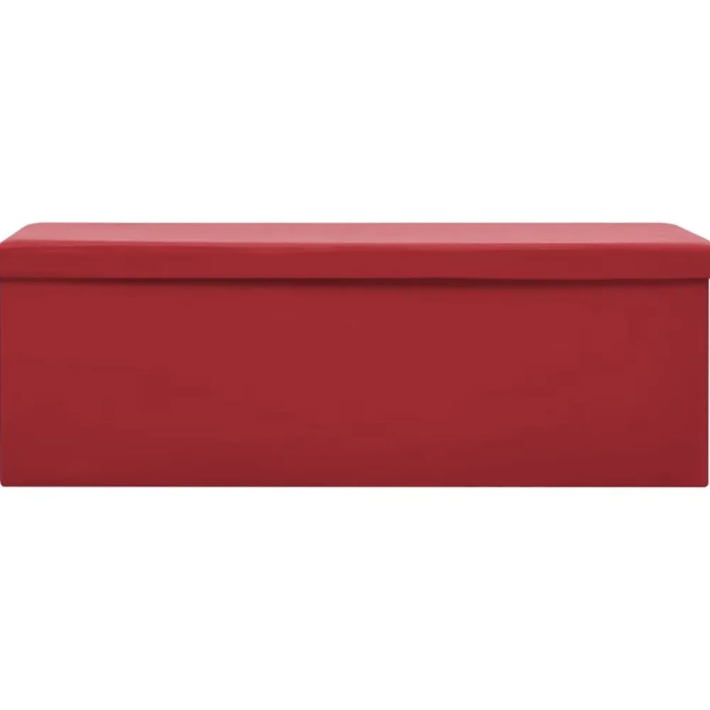vidaXL Banco con almacenaje plegable PVC Rojo vino tinto Hot
