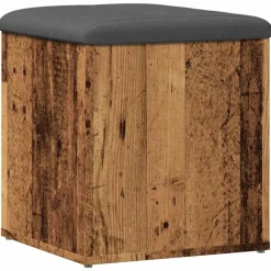 vidaXL Bancos-Banco con almacenaje madera ingeniería madera vieja 42x42x45 cm