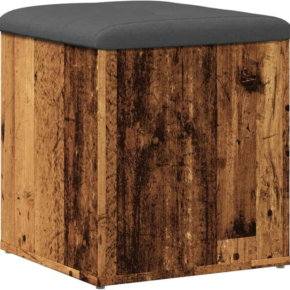 vidaXL Bancos-Banco con almacenaje madera ingeniería madera vieja 42x42x45 cm