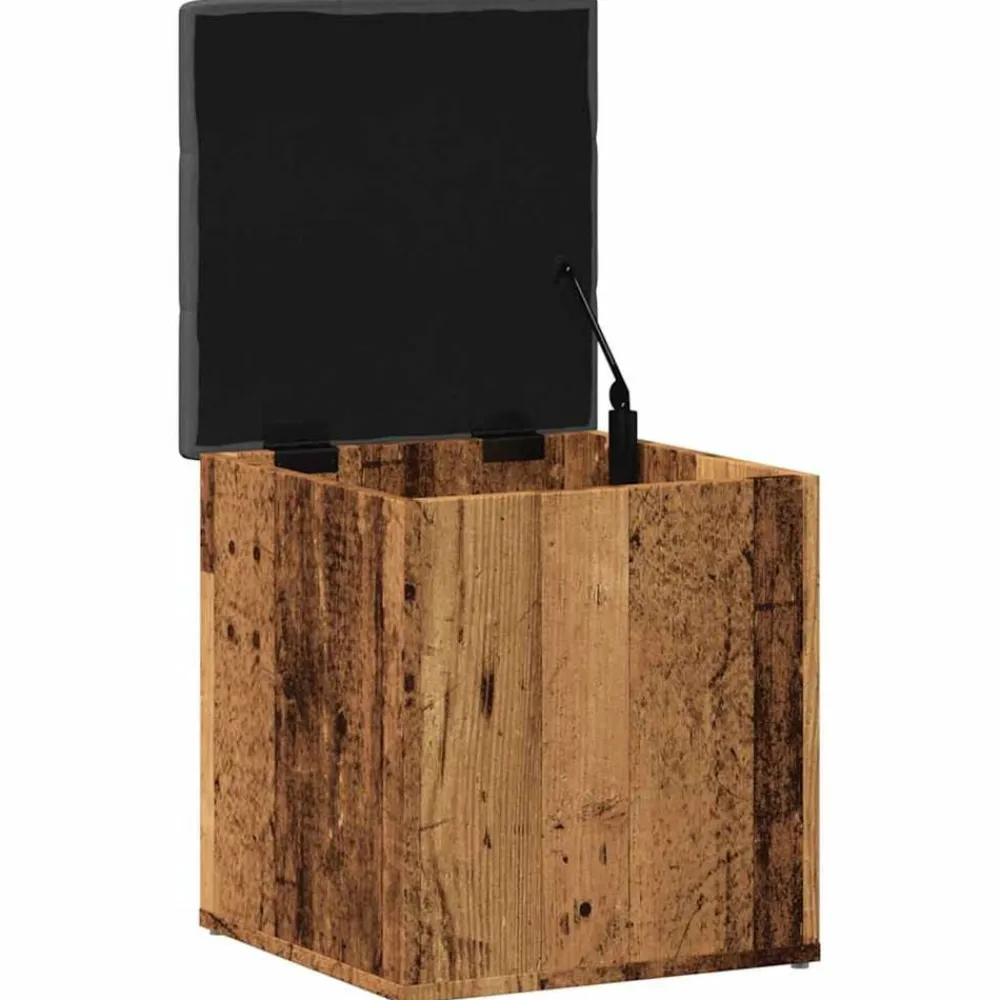 vidaXL Bancos-Banco con almacenaje madera ingeniería madera vieja 42x42x45 cm
