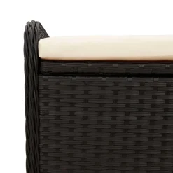 vidaXL Muebles De Jardín-Banco con almacenaje y cojín ratán sintético 115x51x52 cm