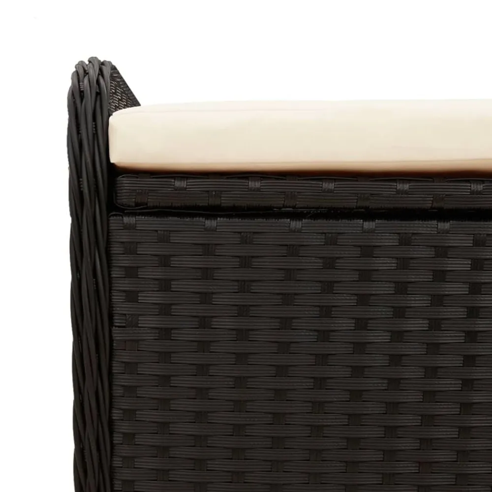 vidaXL Muebles De Jardín-Banco con almacenaje y cojín ratán sintético 115x51x52 cm