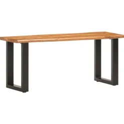 vidaXL Banco con borde irregular madera maciza de acacia y acero 110cm Marr&oacute;n Online