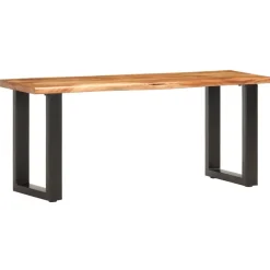 vidaXL Banco con borde irregular madera maciza de acacia y acero 110cm Marrón Online