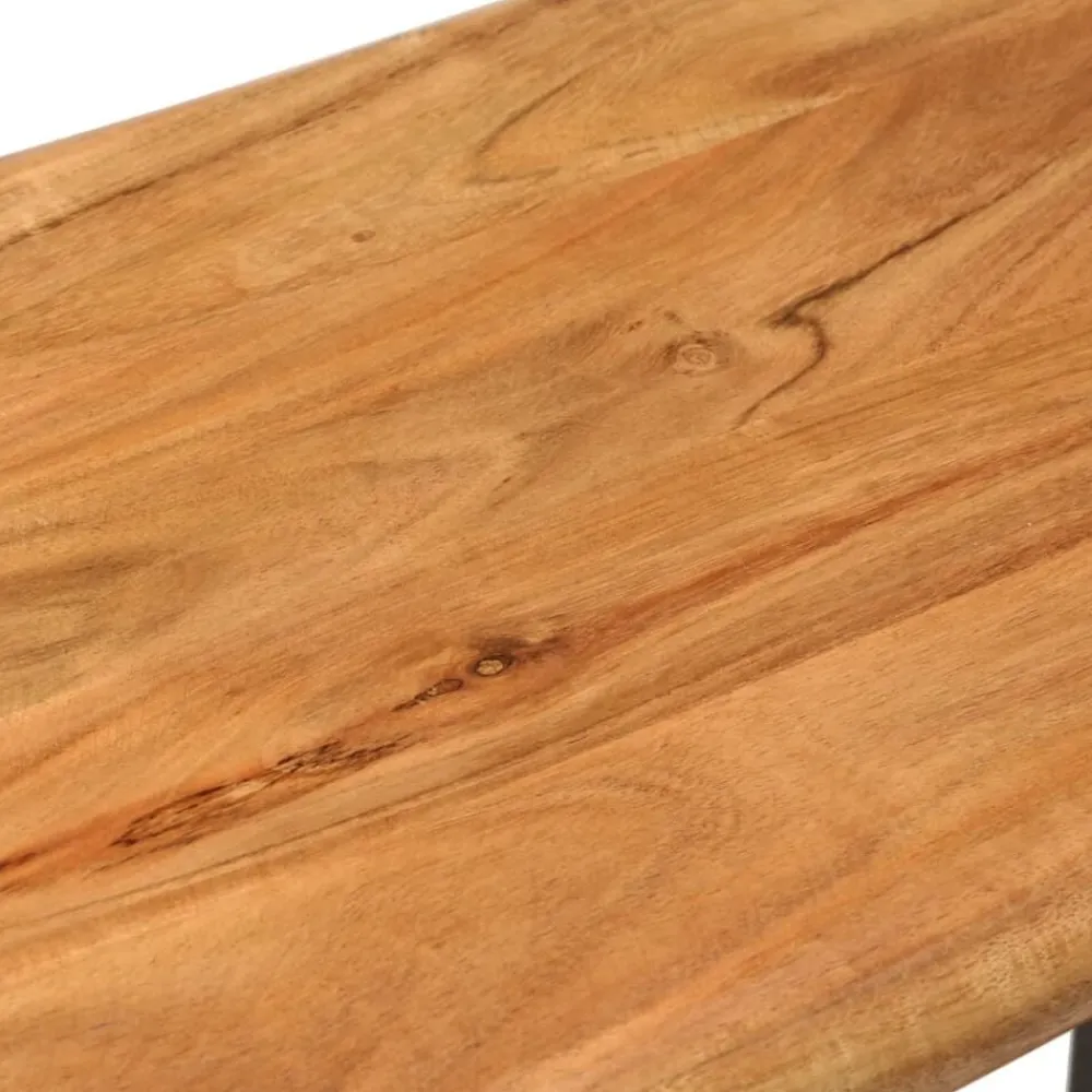 vidaXL Banco con borde irregular madera maciza de acacia y acero 110cm Marrón Online