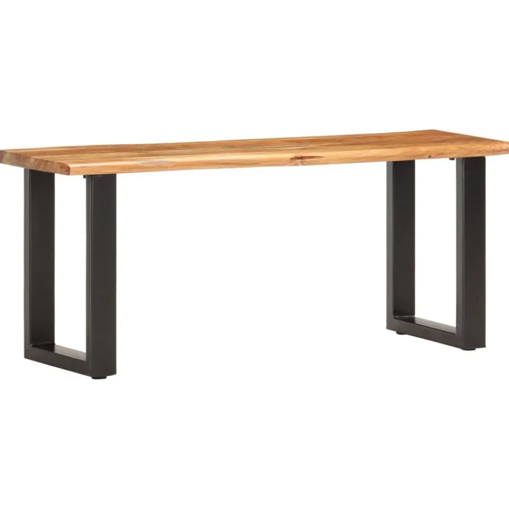 vidaXL Banco con borde irregular madera maciza de acacia y acero 110cm Marrón Online