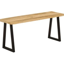 vidaXL Bancos-Banco con borde natural de madera de mango maciza 105 cm