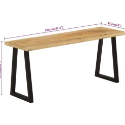 vidaXL Bancos-Banco con borde natural de madera de mango maciza 105 cm