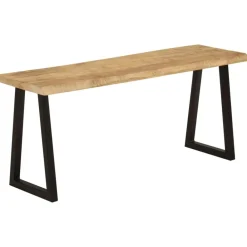 vidaXL Bancos-Banco con borde natural de madera de mango maciza 105 cm