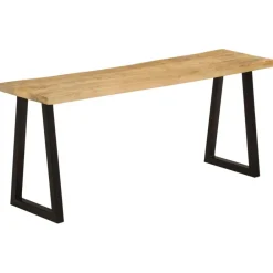vidaXL Bancos-Banco con borde natural de madera de mango maciza 105 cm