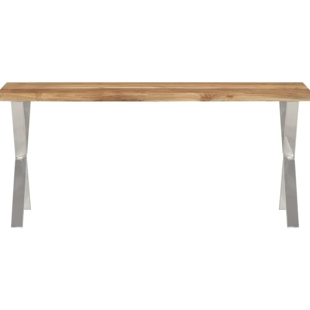 vidaXL Bancos-Banco con borde natural madera de acacia maciza 105 cm