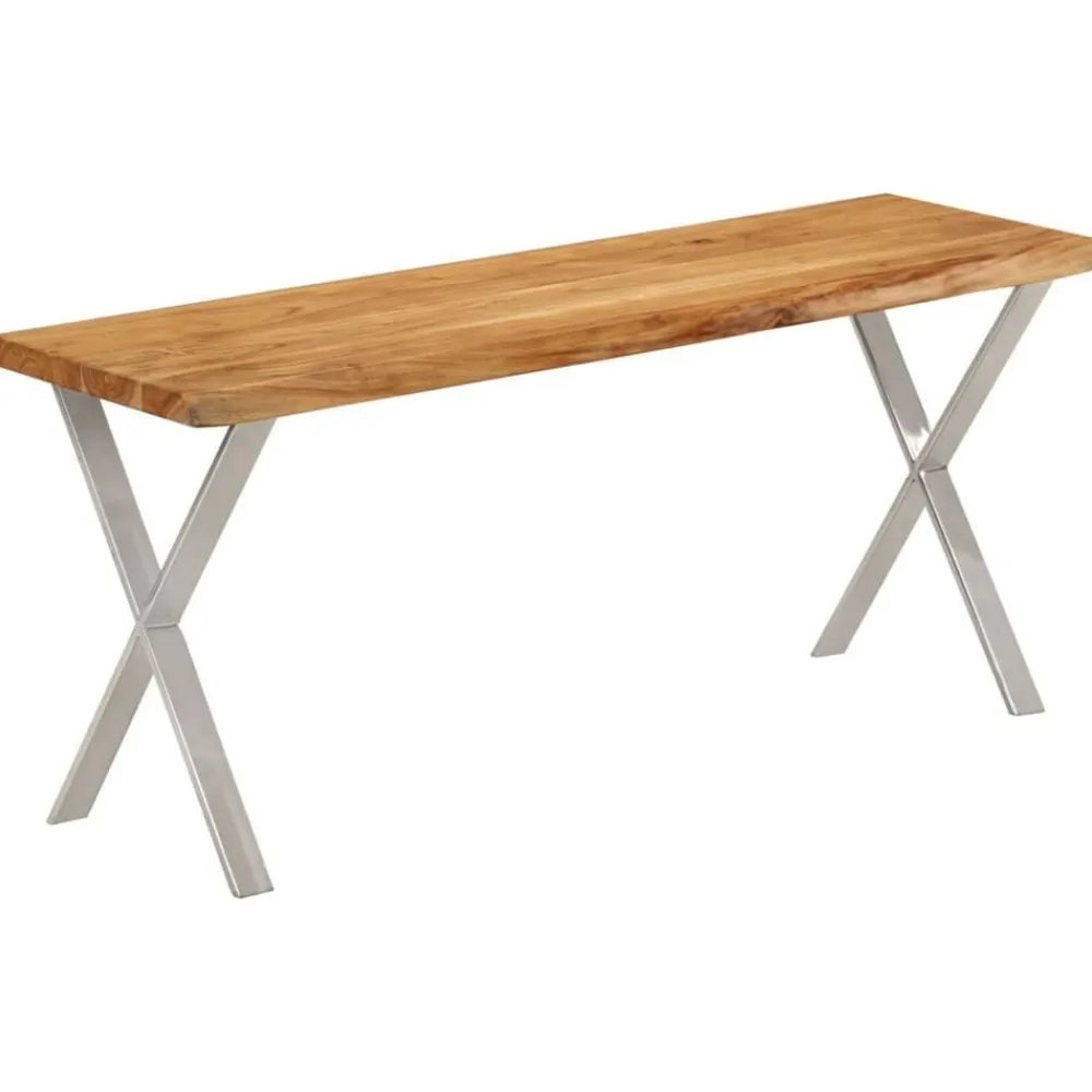 vidaXL Bancos-Banco con borde natural madera de acacia maciza 105 cm