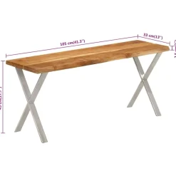 vidaXL Bancos-Banco con borde natural madera de acacia maciza 105 cm