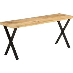 vidaXL Banco con borde natural de madera de mango maciza 105 cm Negro Sale