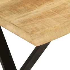 vidaXL Banco con borde natural de madera de mango maciza 105 cm Negro Sale