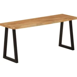 vidaXL Banco con borde natural de madera de acacia maciza 105 cm Negro Clearance