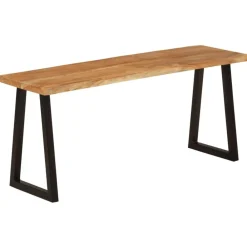 vidaXL Banco con borde natural de madera de acacia maciza 105 cm Negro Clearance