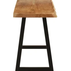 vidaXL Banco con borde natural de madera de acacia maciza 105 cm Negro Clearance