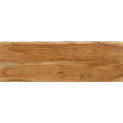 vidaXL Banco con borde natural de madera de acacia maciza 105 cm Negro Clearance