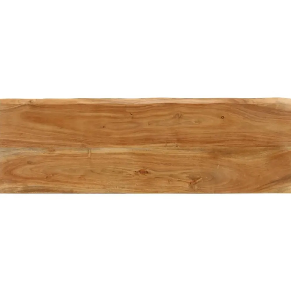 vidaXL Banco con borde natural de madera de acacia maciza 105 cm Negro Clearance