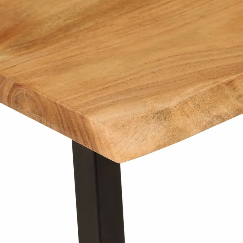 vidaXL Banco con borde natural de madera de acacia maciza 105 cm Negro Clearance