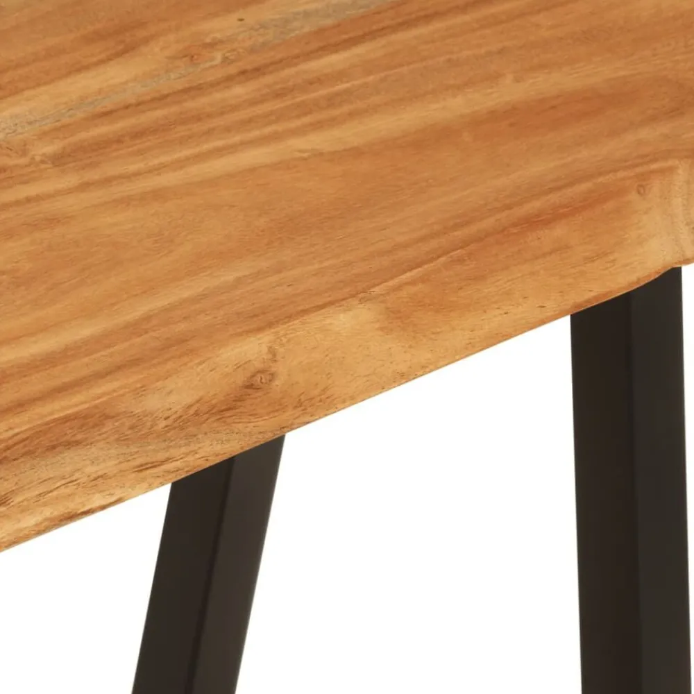 vidaXL Banco con borde natural de madera de acacia maciza 105 cm Negro Clearance