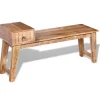 vidaXL Banco con cajón madera maciza de mango 120x36x60 cm Discount