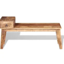 vidaXL Banco con cajón madera maciza de mango 120x36x60 cm Discount