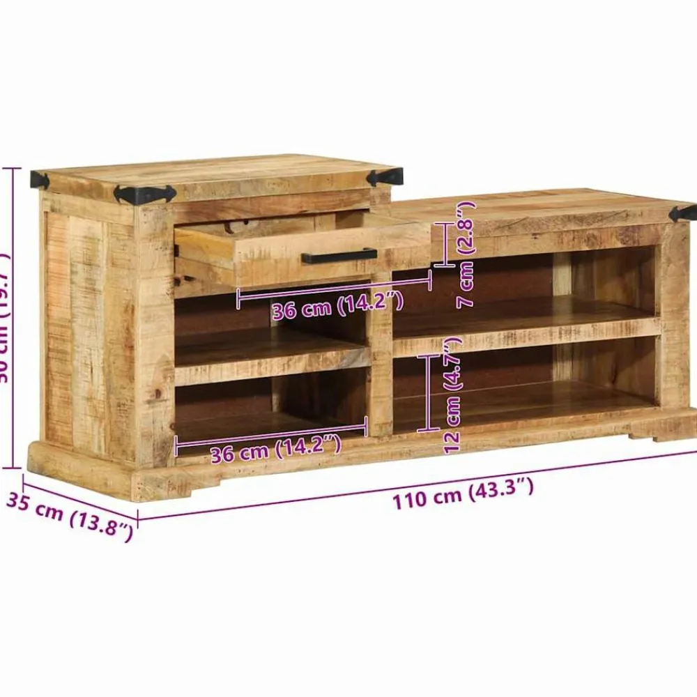 vidaXL Bancos-Banco con cajón Marrón 110 x 35 x 50 cm Mango rugoso