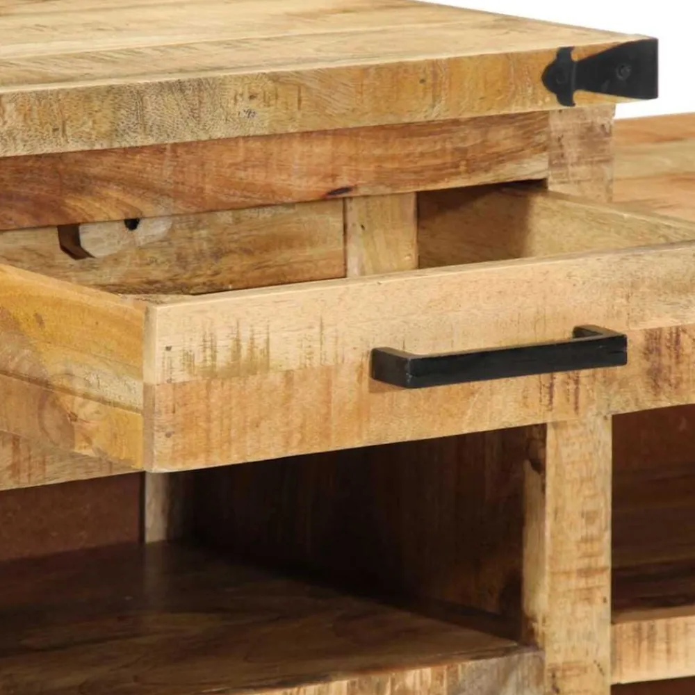 vidaXL Bancos-Banco con cajón Marrón 110 x 35 x 50 cm Mango rugoso