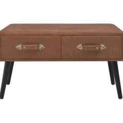 vidaXL Banco con cajones cuero sintético marrón oscuro 80 cm Marrón oscuro New